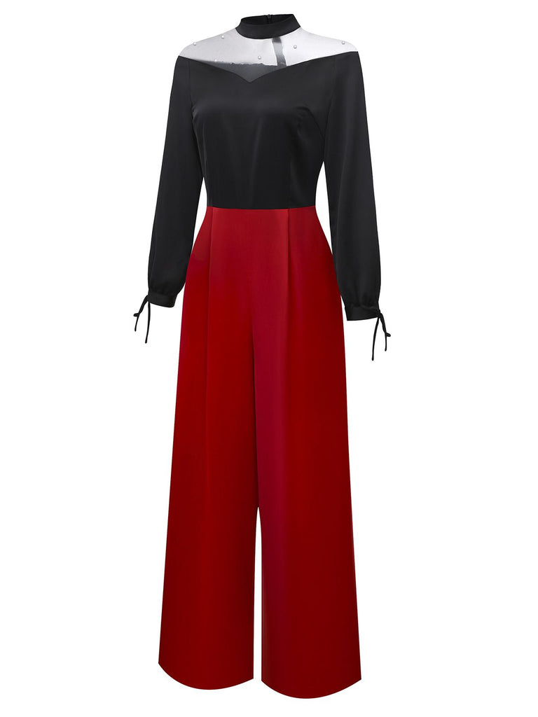 [Pre-Sale] Black 1930s Pearl Mesh Sheer Jumpsuit