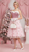 [Pre-Sale] Pink 1950s Christmas Furry Strapless Sequined Mesh Dress
