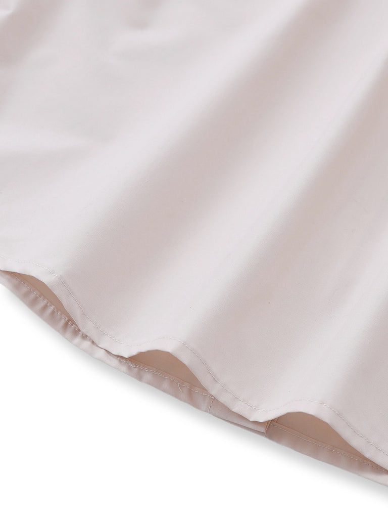 [Pre-Sale] Beige 1960s Slit Sleeve Contrasted Lapel Blouse