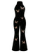[Pre-Sale] Black 1930s Velvet Halter Butterfly Embroidered Jumpsuit