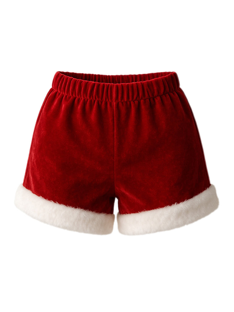 [Pre-Sale] Red & White 1930s Christmas Velvet Shorts