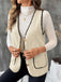 Beige 1950s Faux-Wool Binding Pocket Vest