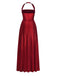 Wine Red 1930s Halter Twist Shimmery Long Dress