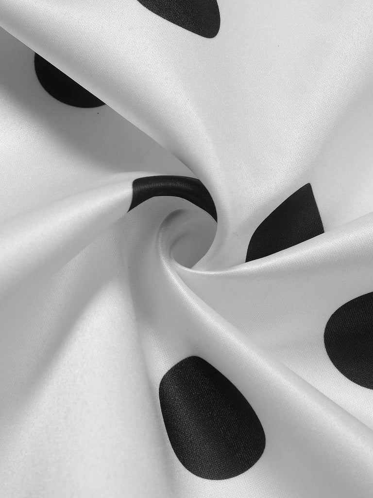 1950s Surplice V-Neck Polka Dot Belted Dress