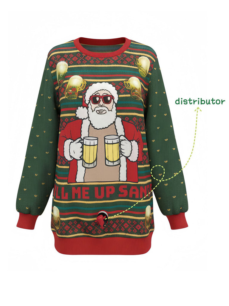 1950s Christmas Beer Santa Cheers Sweater