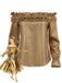 Gold 1950s Off-Shoulder Ruffled Shimmer Top