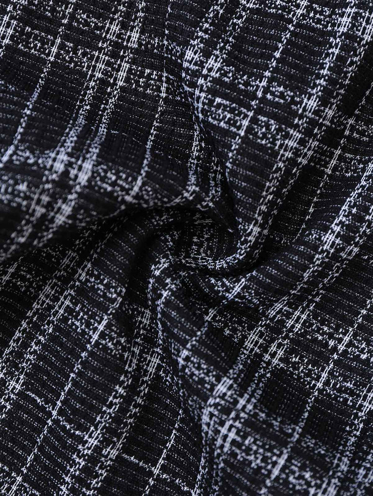 Black 1940s Cotton Plaid Deep V-Neck Overall Jumpsuit