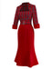 [Pre-Sale] Red 1930s Lapel Trapeze Neckline Plaid Mermaid Dress