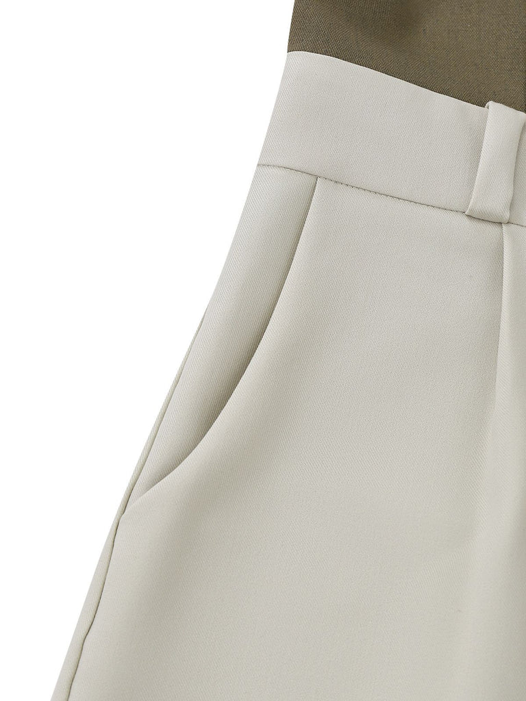 [Pre-Sale] Olive Green 1950s Button-Up Floral Wide-Leg Jumpsuit