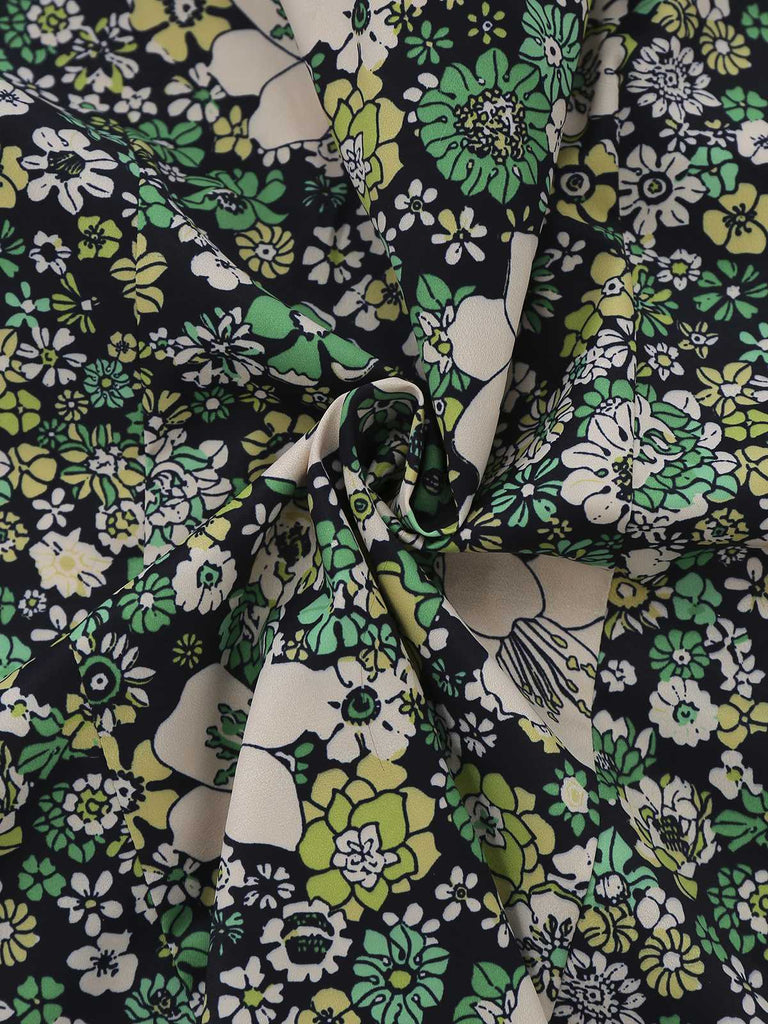 [Pre-Sale] Green 1960s Psychedelic Floral Blouse