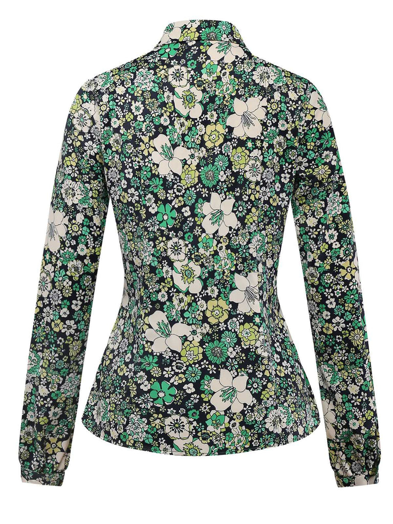 [Pre-Sale] Green 1960s Psychedelic Floral Blouse