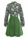 [Pre-Sale] 2PCS Green 1960s Psychedelic Floral Blouse & Scalloped Skirt