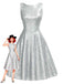 [Pre-Sale] Silver 1950s Solid Glitter Sleeveless Round Neck Dress