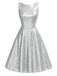 [Pre-Sale] Silver 1950s Solid Glitter Sleeveless Round Neck Dress