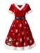 [Pre-Sale] Red 1950s Santa Embroidered Velvet Snowflake Dress