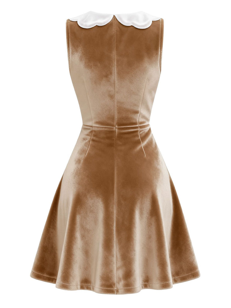 [Pre-Sale] Brown 1960s Christmas Gingerbread Velvet Dress