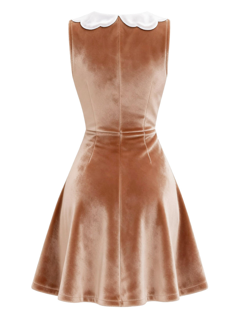 [Pre-Sale] Brown 1960s Christmas Gingerbread Velvet Dress