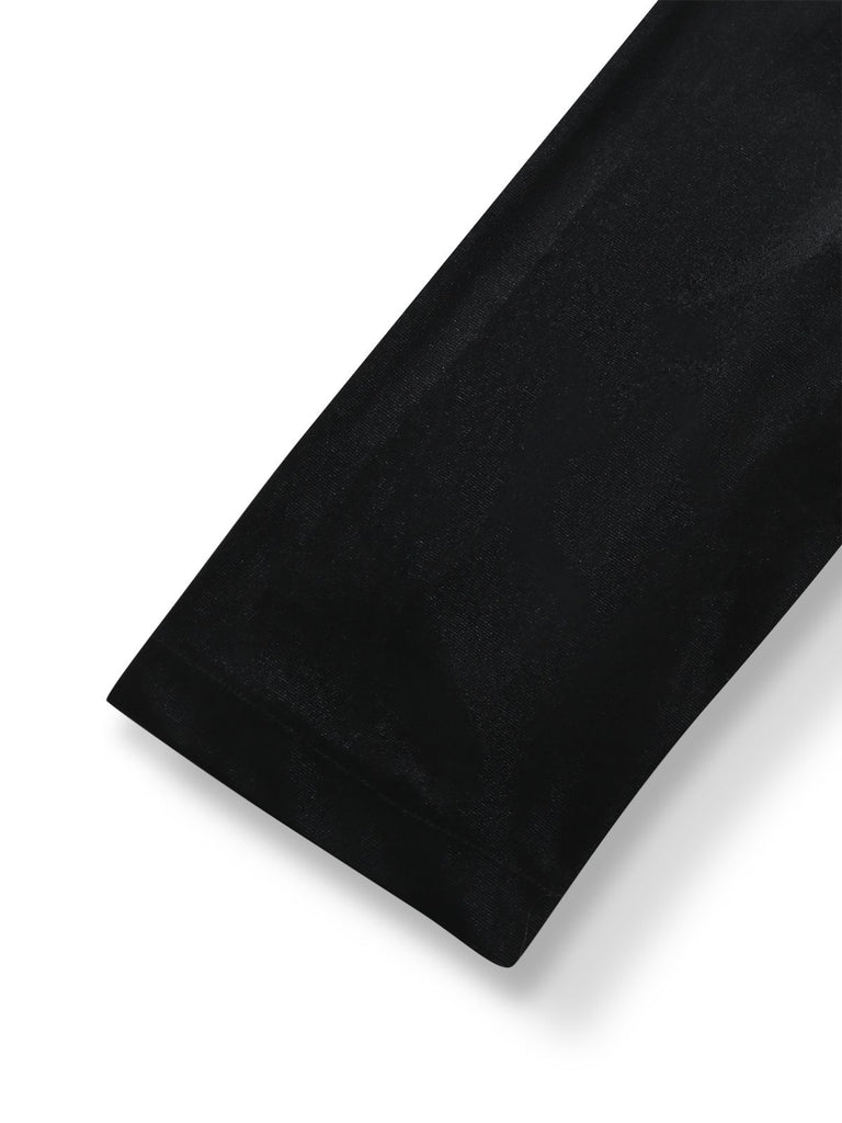 [Pre-Sale] [Plus Size] Black 1950s Velvet Sequin V-Neck Long Sleeves Dress