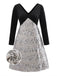 [Pre-Sale] [Plus Size] Black 1950s Velvet Sequin V-Neck Long Sleeves Dress