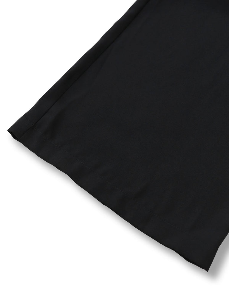 [Pre-Sale] Black 1950s Lace Bodice Pearl Belt Sheer Sleeve Jumpsuit