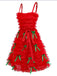 [Pre-Sale] 1980s Slip Christmas Tulle Ribbon Bow Ruffle Dress