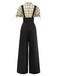 [Pre-Sale] Yellow 1940s Plaid Bow Faux Two-Piece Suspender Jumpsuit