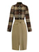 [Pre-Sale] Khaki 1940s Shirt Collar Plaid Belted Dress