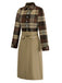 [Pre-Sale] Khaki 1940s Shirt Collar Plaid Belted Dress