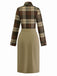 [Pre-Sale] Khaki 1940s Shirt Collar Plaid Belted Dress