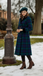 Blue & Green 1940s Plaid Notched Collar Coat