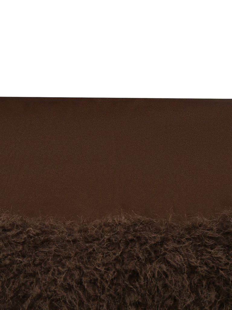 [Pre-Sale] 2PCS Dark Brown 1960s Faux Suede Fur Jacket & Skirt