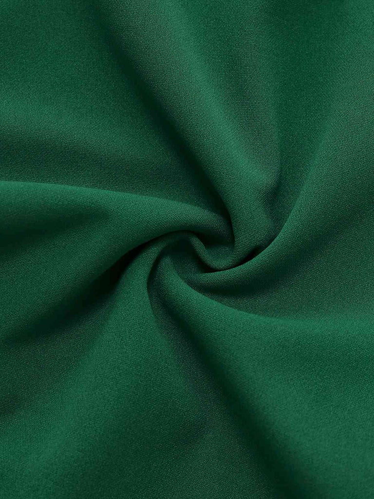 1950s Solid Deep V-Neck Ruffled Sheer Sleeve Jumpsuit