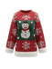 1950s Christmas Snowman Raw Hem Pullover Sweater