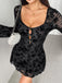 1980s Flocked Floral Cutout Bow Flare Dress