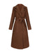 Brown 1930s Notched Collar Faux-Wool Long Coat