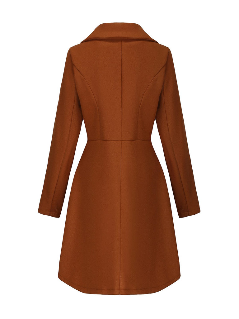 1940s Solid Faux Wool Wide Lapel Swing Coat