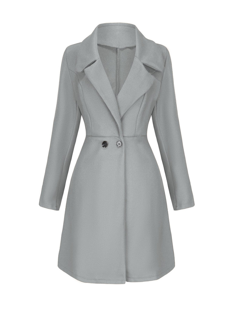 1940s Solid Faux Wool Wide Lapel Swing Coat