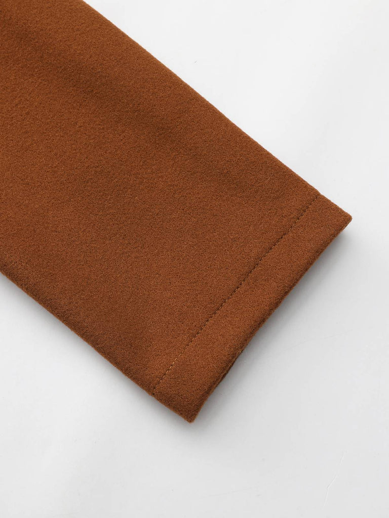 1940s Solid Faux Wool Wide Lapel Swing Coat