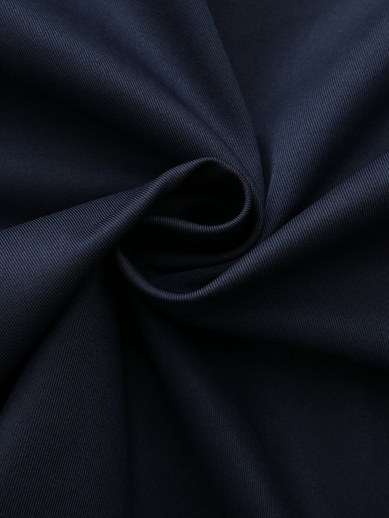 Blue 1940s Double-Breasted Round Neck Trench Coat