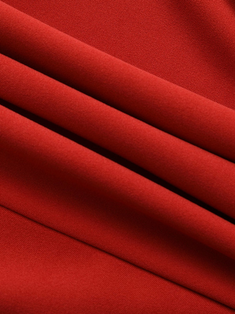 Red 1940s Diagonal Button Stand Collar Coat