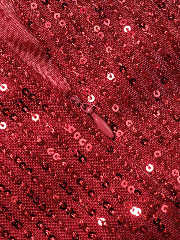 1950s Solid Feather Sequin Patchwork Strapless Jumpsuit