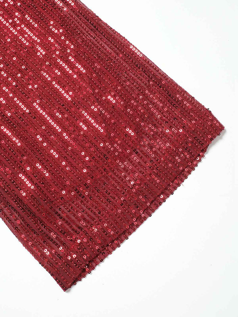 1950s Solid Feather Sequin Patchwork Strapless Jumpsuit