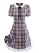 [Pre-Sale] Pink 1960s Peter Pan Collar Plaid Ruffle Hem Dress