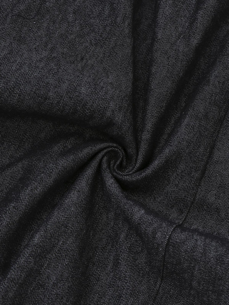 [Pre-Sale] Black 1940s Plaid Denim Patchwork Dress