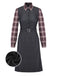 [Pre-Sale] Black 1940s Plaid Denim Patchwork Dress