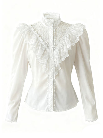 [Pre-Sale] White 1980s Lace Pure Cotton Blouse