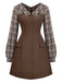 [Pre-Sale] Brown 1960s Plaid Patchwork A-Line Dress