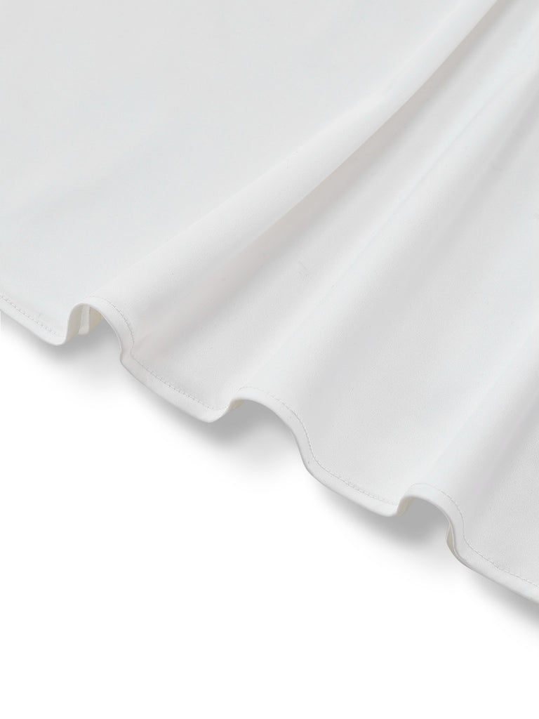 [Pre-Sale] White 1930s Satin Ruched Boat Neck Dress