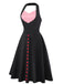 [Pre-Sale] Black & Red 1950s Sweetheart Stripe Knit Halter Dress
