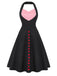 [Pre-Sale] Black & Red 1950s Sweetheart Stripe Knit Halter Dress